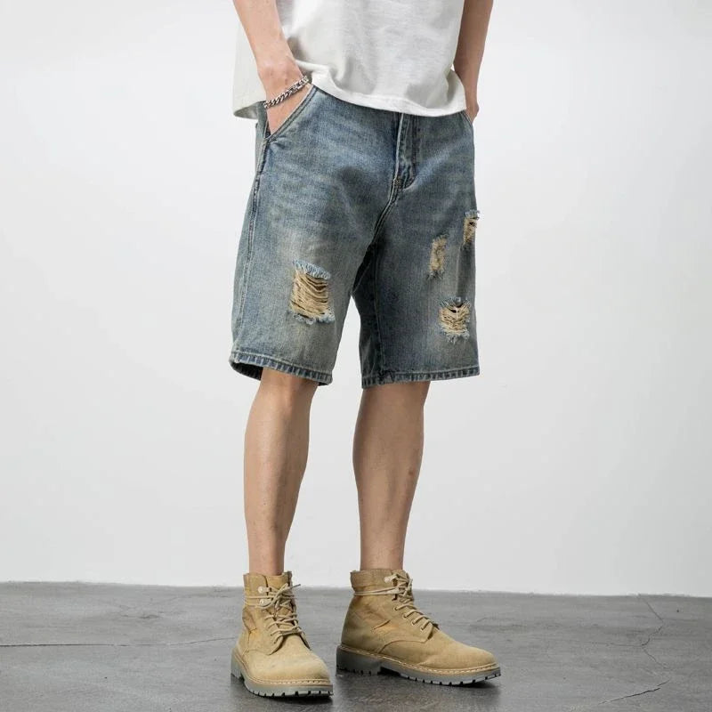 Man Denim Shorts Straight Oversize Cargo Short Jeans Pants for Men Big Size Xl Popular Summer New in Korean Fashion Harajuku Cut