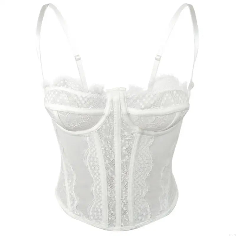 P88B Elegant Black Supportive Undergarment High Elasticity Fabric Lace Corset Top for Daily Wear and Special Occasion