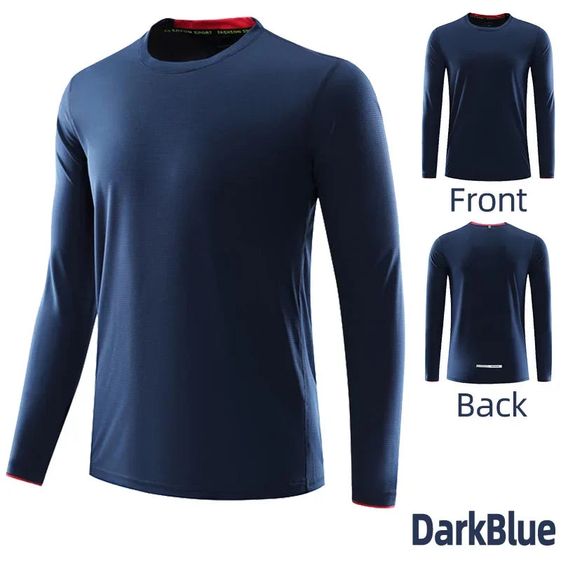 Men Running Sport Shirts Tops Long Sleeve Plus Size Tees Dry Fit Breathable Training Clothes Gym Sportswear Fitness Sweatshirts