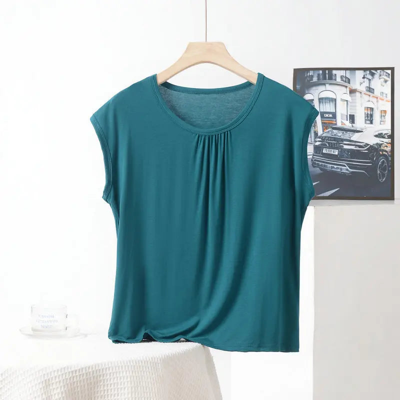 XL to 8XL Plus size Modal Loose T-Shirt sleeveless solid color Casual Tank Tops Homewear Bottomed Tee Tops summer women's Top