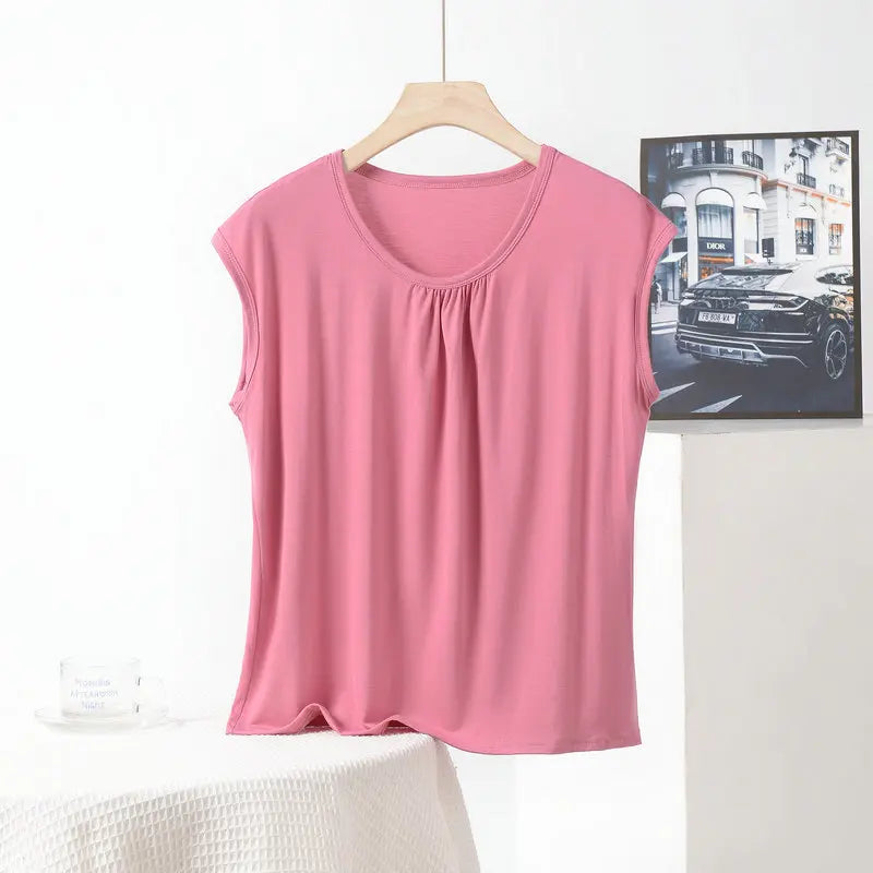 XL to 8XL Plus size Modal Loose T-Shirt sleeveless solid color Casual Tank Tops Homewear Bottomed Tee Tops summer women's Top