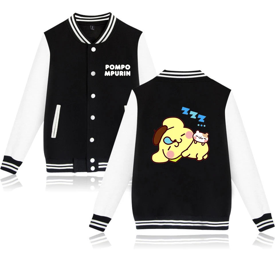 Pompompurin Varsity Baseball Bomber Jackets Men Women Clothes Streetwear Kids Boys Girls Harajuku Jacket Single Coats