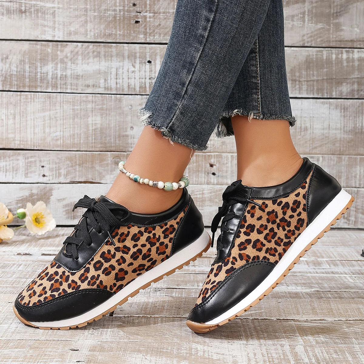 Women Casual Shoes Autumn Platform Leopard Sneakers Women Casual Flat Walking Shoes for Women Plus Size Outdoor Designer Shoes