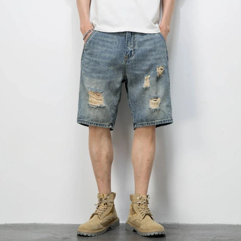 Man Denim Shorts Straight Oversize Cargo Short Jeans Pants for Men Big Size Xl Popular Summer New in Korean Fashion Harajuku Cut