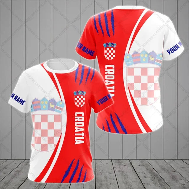 Croatia Emblem Skull Graphic Customized T-shirts Summer Casual Men Women And Kids Tees Oversized Streetwear Short Sleeve Tops